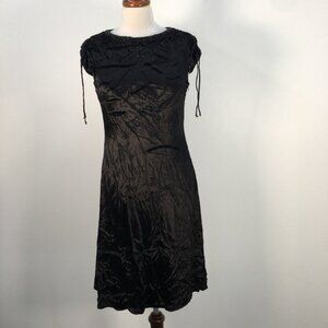 Calvin Klein Black Faux Velvet Beaded Mini Dress